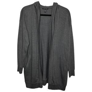Eileen Fisher Women's Size XS Tencel Stretchy Hooded Open Cardigan Duster Grey